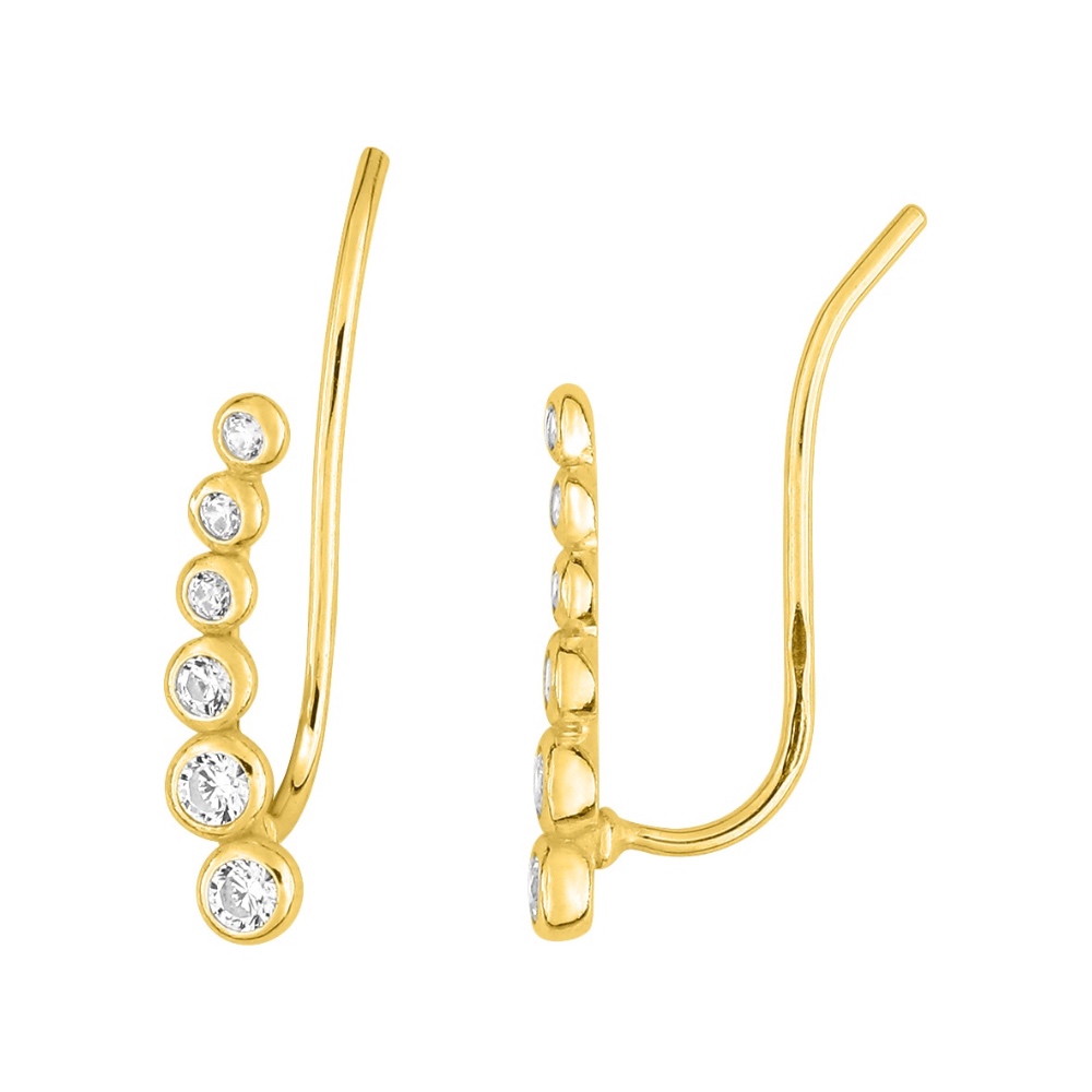 Boucles doreilles Ear Cuff Contour doreille Plaqué Or et Oxydes Serti