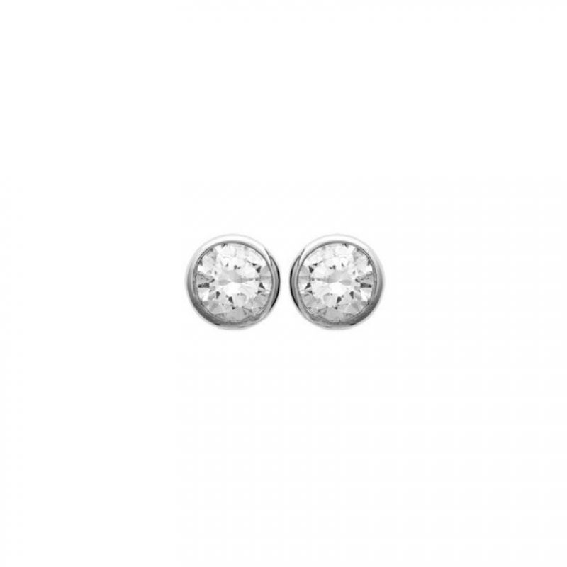 Boucles d'oreilles Argent 925/1000 Rhodié et Oxydes 5mm Serti Clos