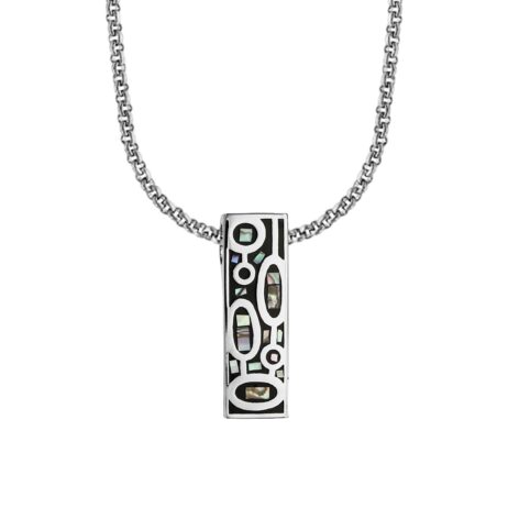 Collier Stella Mia Acier Nacre et Émail Noir