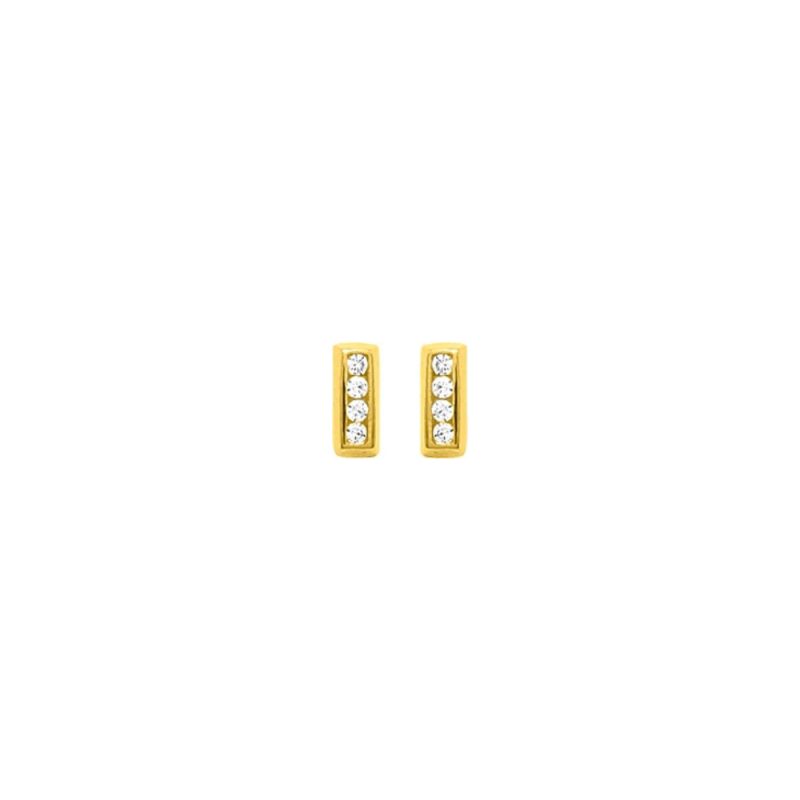 Boucles d'oreilles Or Jaune 750/1000 et Oxydes Serti Rail
