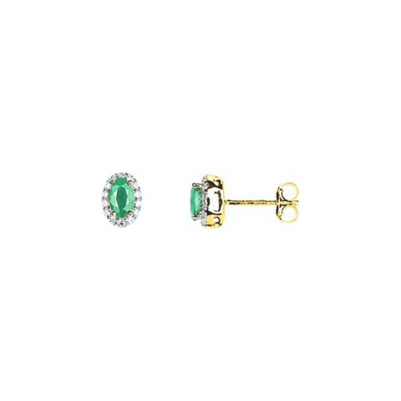 Boucles d'oreilles Or 750/1000 Oxydes et Émeraude