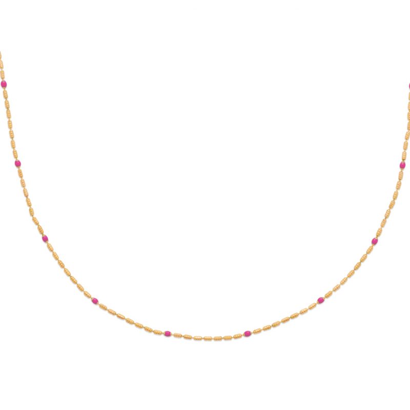Collier Boho Plaqué Or et Émail Rouge