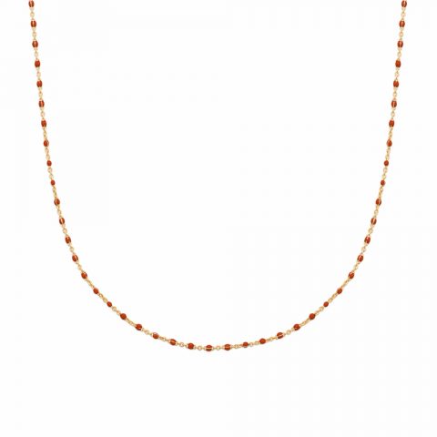 Collier Boho Plaqué Or et Émail Rouge