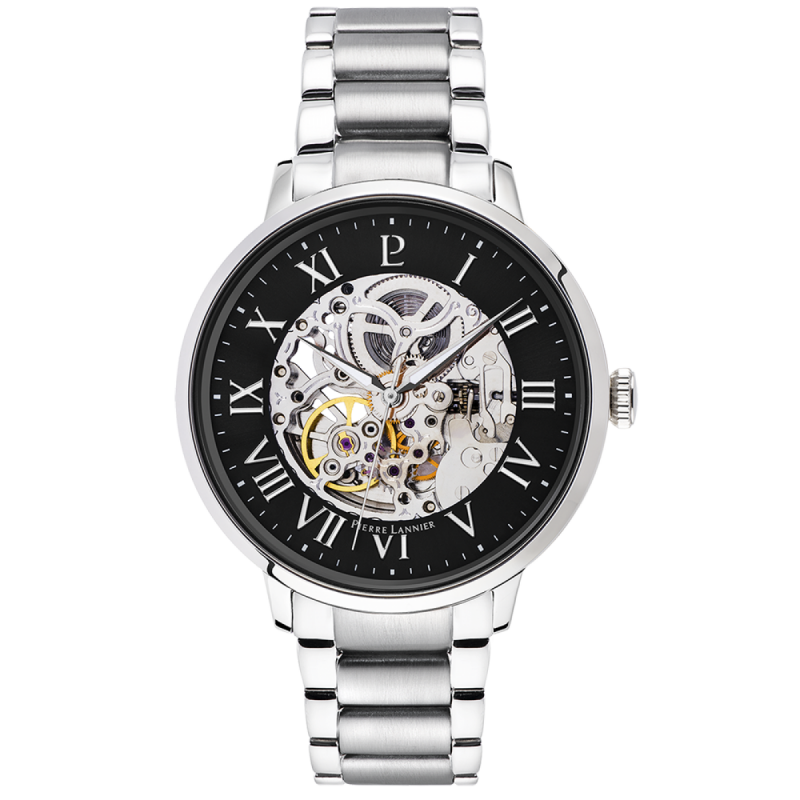 Montre Homme Pierre Lannier Automatique Cadran Noir Bracelet Acier 317B131