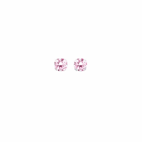Boucles d'oreilles Argent 925/1000 Rhodié et Oxydes Rose