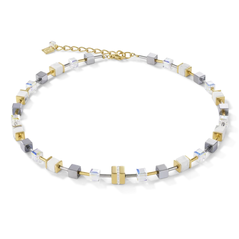 Collier Coeur de Lion GeoCUBE® Acier inoxydable Cristal & Howlite 4965/10-1614
