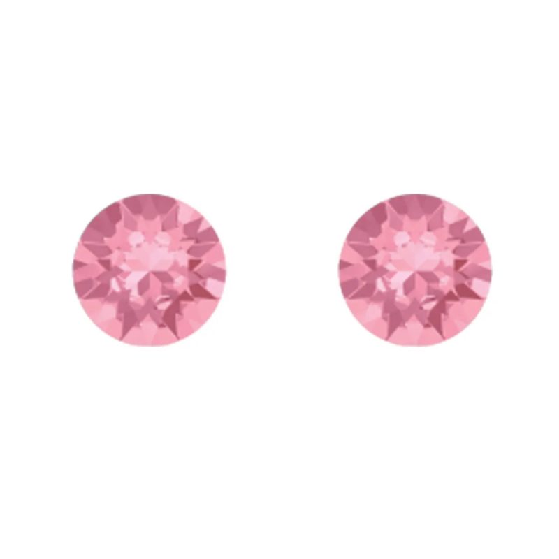 Boucles d'oreilles Argent 925/1000 Rhodié et Cristal Rose Clair