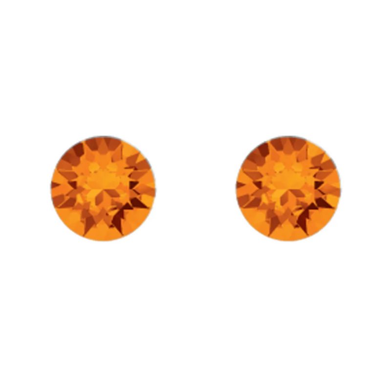 Boucles d'oreilles Argent 925/1000 Rhodié  et Cristal Orange