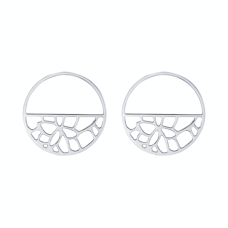 Boucles d'oreilles Les Georgettes Nénuphar Créoles Finition Argentée 43mm