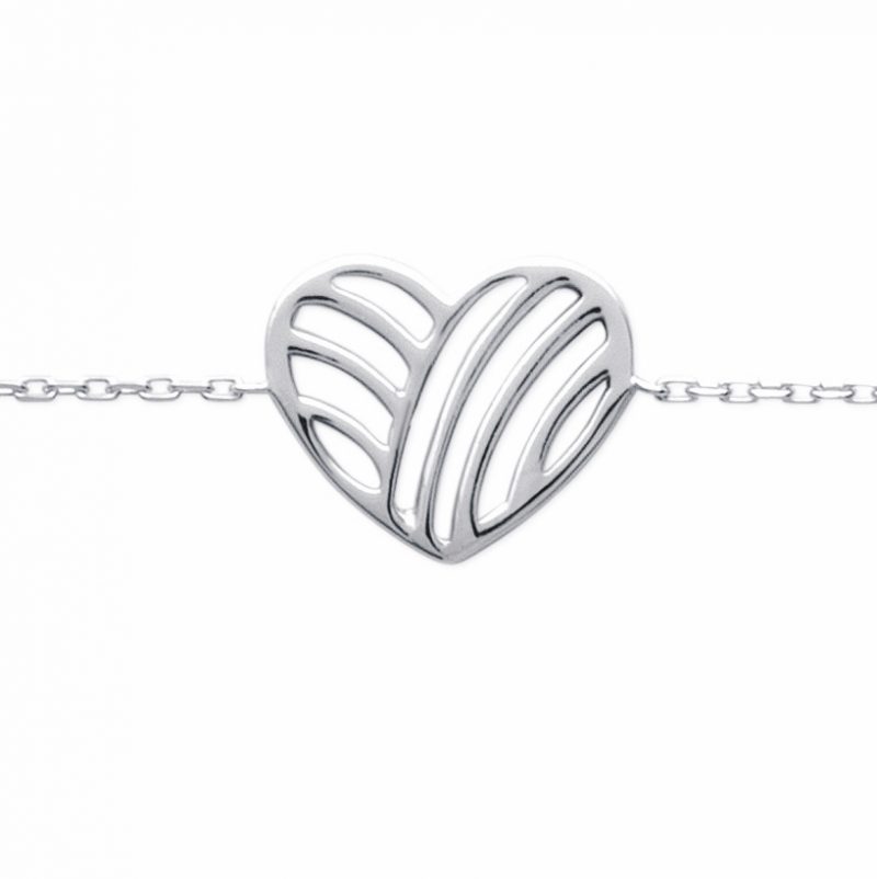 Bracelet Argent Rhodié 925/1000 Motif Coeur