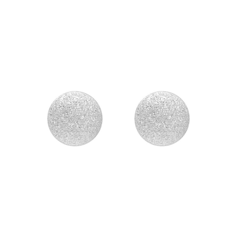 Boucles d'oreilles Or Gris 750/1000 Boules 6 mm Effet Gratté