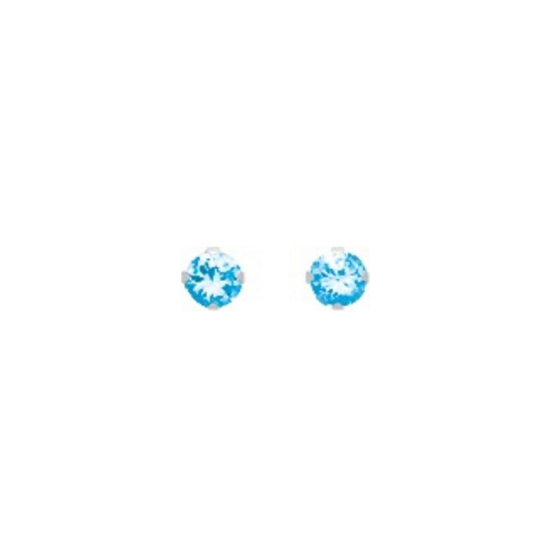 Boucles d'oreilles Or Gris 750/1000 et Topazes Bleues 3mm