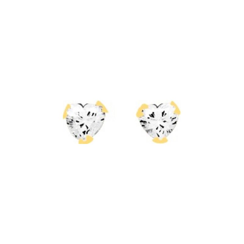 Boucles d'oreilles Or Jaune 750/1000 et Oxydes Taille Coeurs
