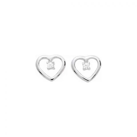 Boucles d'oreilles Or Gris 750/1000 Motif Coeurs et Oxydes