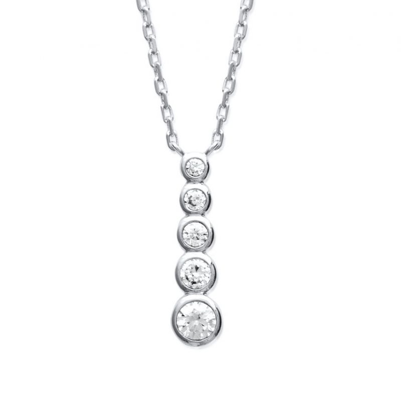 Collier Argent Rhodié 925/100 Dégradé 4 Oxydes Blancs Sertis Clos
