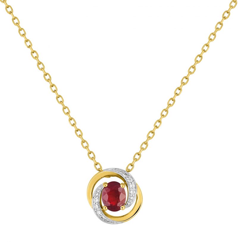 Collier Or Jaune 750/1000 Rubis et Oxydes