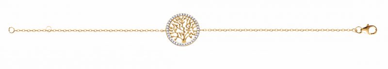 Bracelet Plaqué or Arbre de Vie et Entourage Oxydes – Image 2