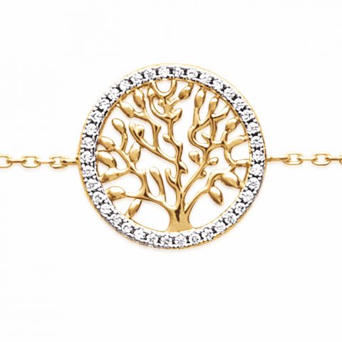 Bracelet Plaqué or Arbre de Vie et Entourage Oxydes