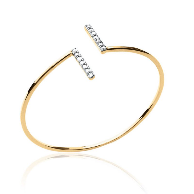 Bracelet Jonc Plaqué or et Barrettes Oxydes