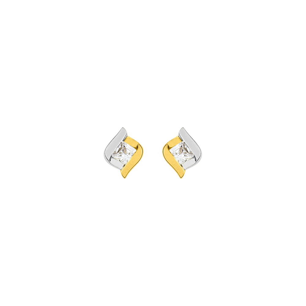 Boucles d'oreilles Or 750/1000 Bicolore et Oxydes
