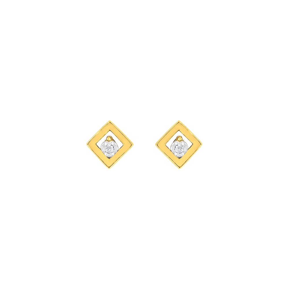 Boucles d'oreilles Or Jaune 750/1000 et Diamant Serti Illusion Or Gris