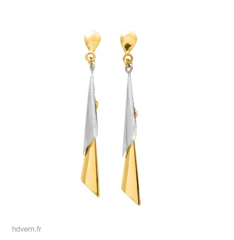 Boucles d'oreilles Or 750/1000 Pendantes Bicolores