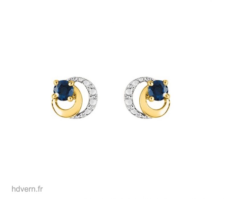 Boucles d'oreilles saphir or bicolore
