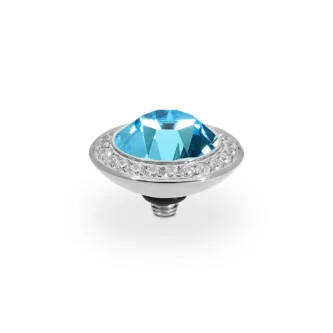 Tops Qudo Tondo Deluxe 13mm Acier Silver Cristal - Aquamarine