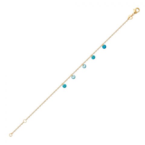 Bracelet Plaqué or 750 et Oxydes Bleus