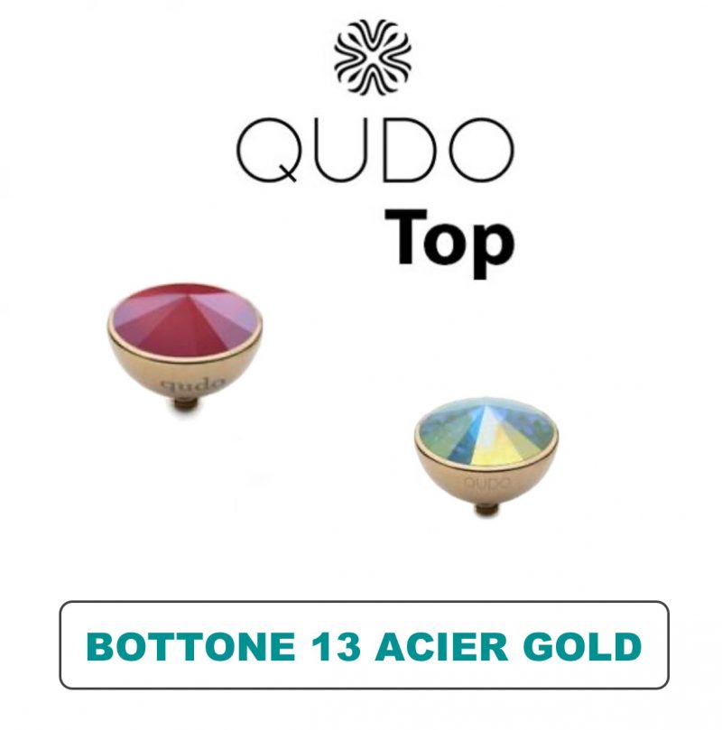Tops Qudo Bottone 13 mm Acier Gold Cristal