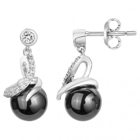 Boucles d'oreilles Pendantes Argent 925/1000 Céramique Noire et Oxydes