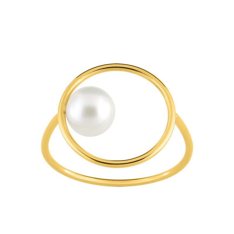 Bague Or Jaune 750/1000 et Perle de Culture 6mm
