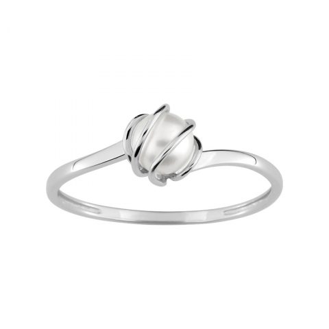 Bague Or Blanc 750/1000 et Perle de Culture 5mm