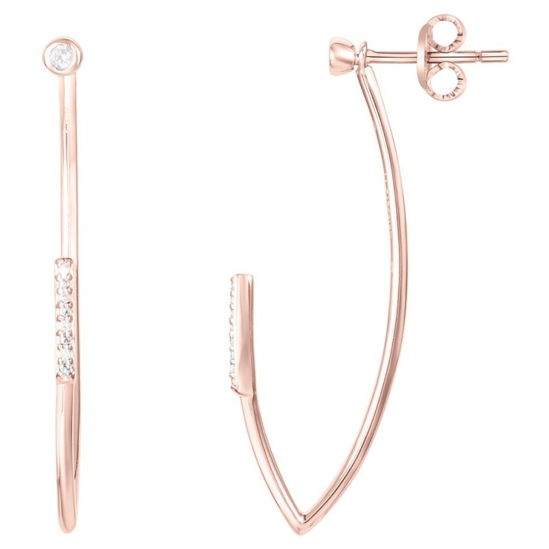 Boucles d'oreilles Plaqué Or Rose Pendantes Modulables avec 10 Diamants
