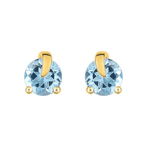 Boucles d'oreilles Or Jaune 750/1000 et Topaze Bleue