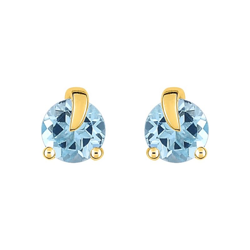 Boucles d'oreilles Or Jaune 750/1000 et Topaze Bleue