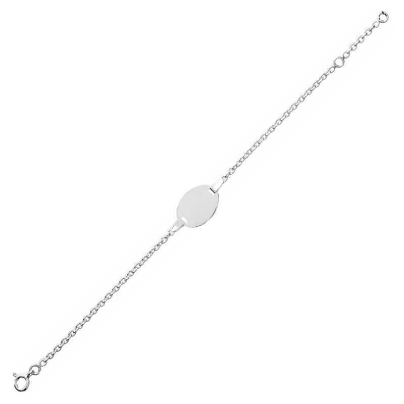 Bracelet Identité Bébé Argent 925/1000 Rhodié Plaque Ovale Maille Forçat 15cm – Image 3