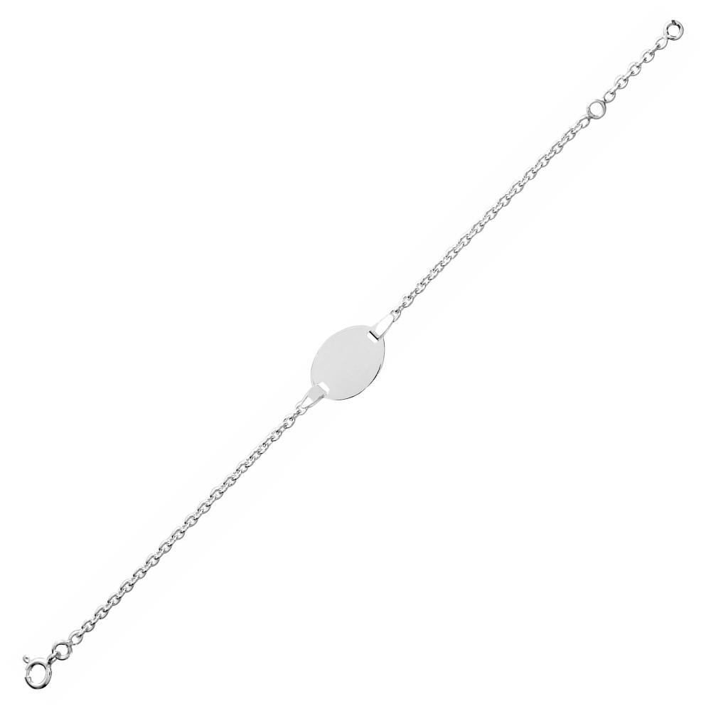 Bracelet Identité Bébé Argent 925/1000 Rhodié Plaque Ovale Maille Forçat 15cm – Image 3