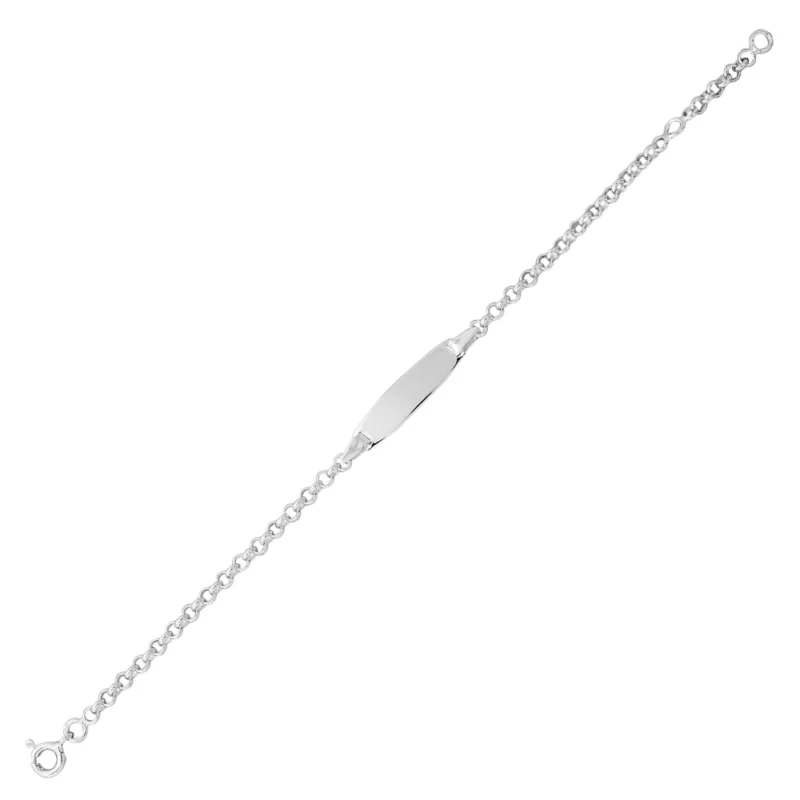 Bracelet Identité Bébé Argent 925/1000 Rhodié Maille Jaseron 15 cm – Image 2