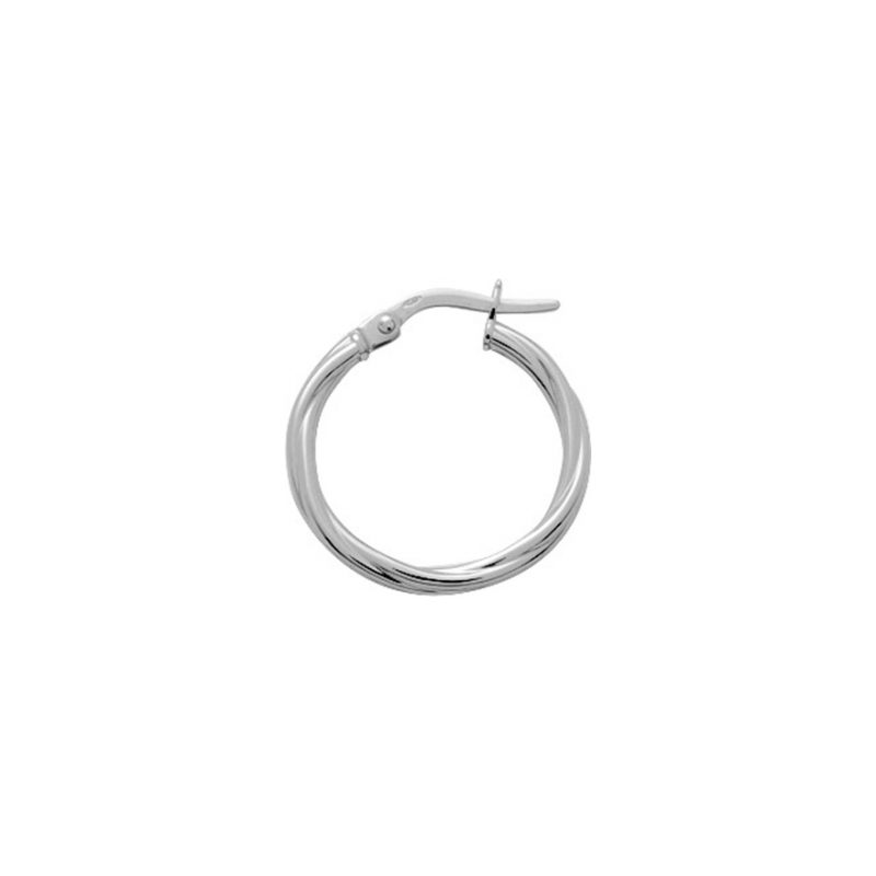 Créoles Argent 925/1000 Rhodié Torsadées Fil 2mm Diamètre 15mm