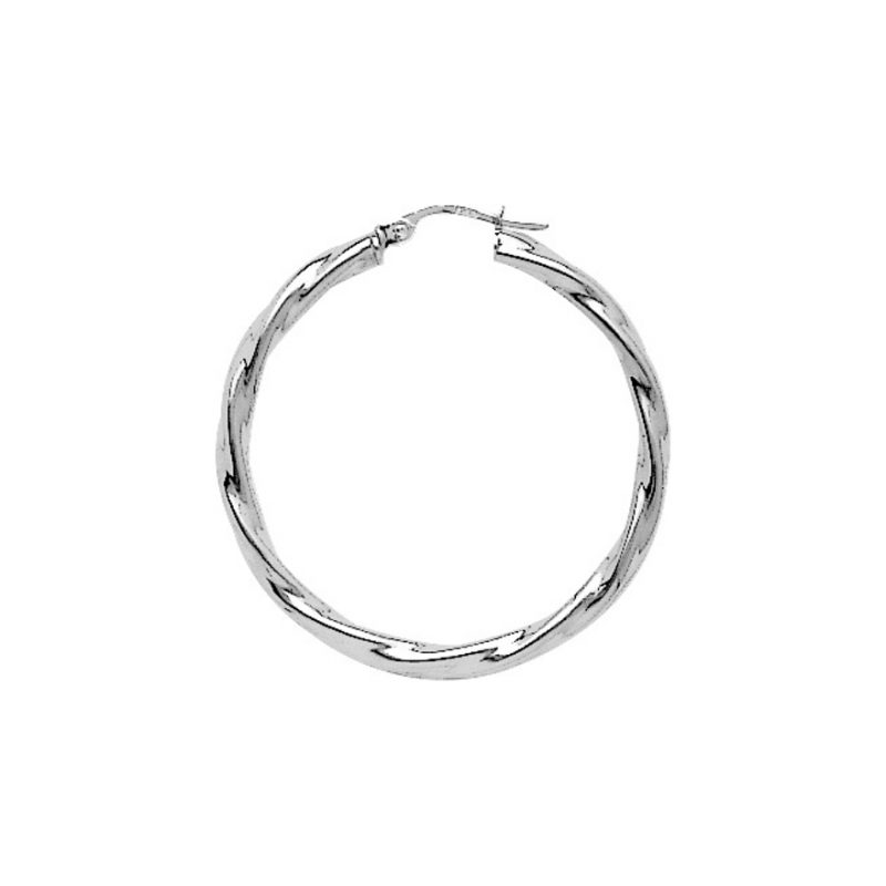 Créoles Argent 925/1000 Rhodié Torsadées Fil 3mm Diamètre 30mm