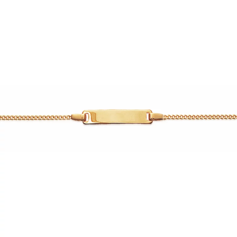 Bracelet Identité Bébé Plaqué Or 750/1000 Maille Gourmette 15 cm