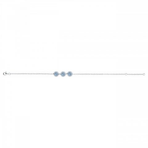 Bracelet Argent Rhodié 925/1000 Trois Spinelles Bleu Ciel et Entourage Oxydes