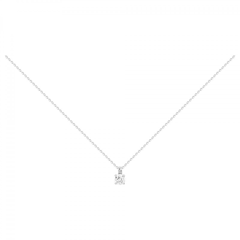 Collier Argent Rhodié 925/1000 avec Oxyde Blanc 4 Griffes 6mm