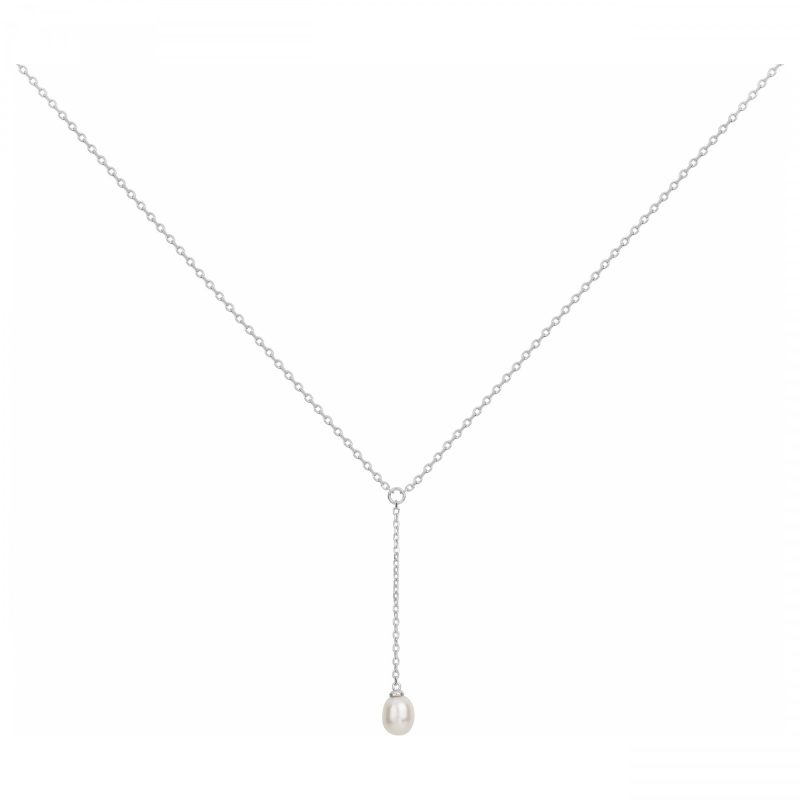 Collier Argent Rhodié 925/1000 et Perle de Culture