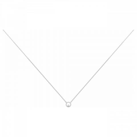 Collier Argent Rhodié 925/1000 Cercle Pavage Oxydes et Perle de Culture