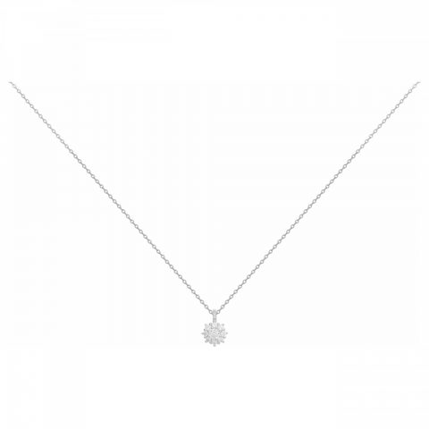 Collier Argent Rhodié 925/1000 Pompon Oxydes Serti Griffes