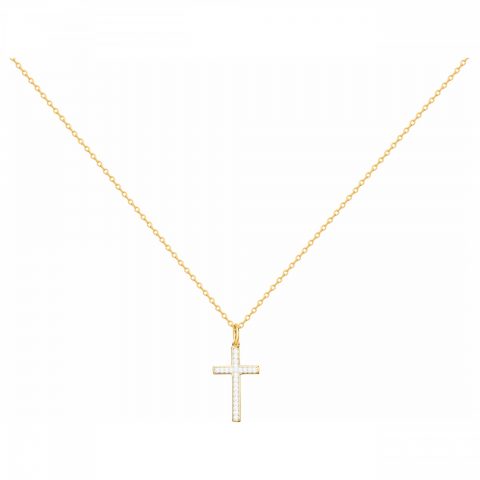 Collier Plaqué Or Croix Oxydes 42+3cm