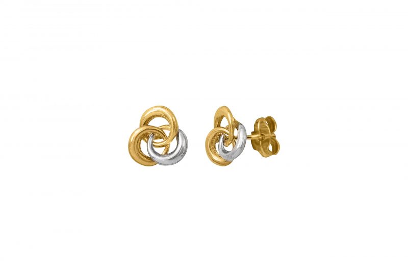 Boucles d'oreilles Or Bicolore 750/1000 Trois Cercles Entrelacés