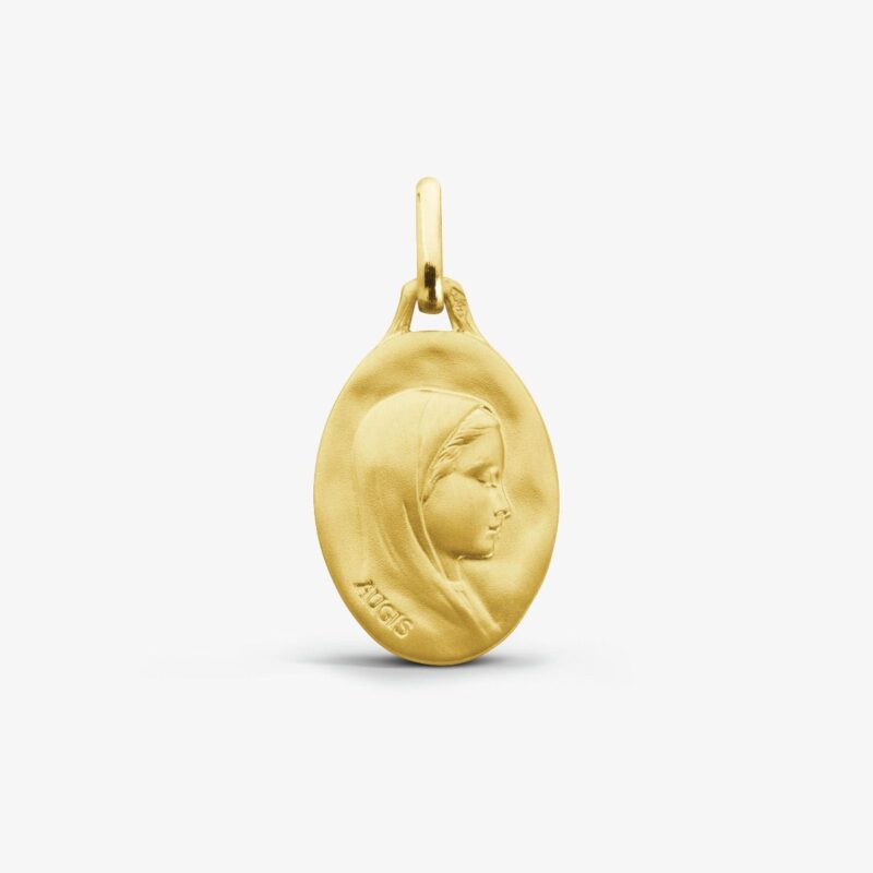 Médaille Augis Or Jaune 750/1000 Vierge de Profil Droit Ovale 16 mm